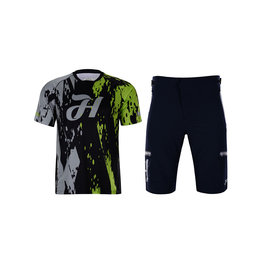 HOLOKOLO Kolarska koszulka i spodnie MTB - TYRE MTB - czarny/zielony/szary